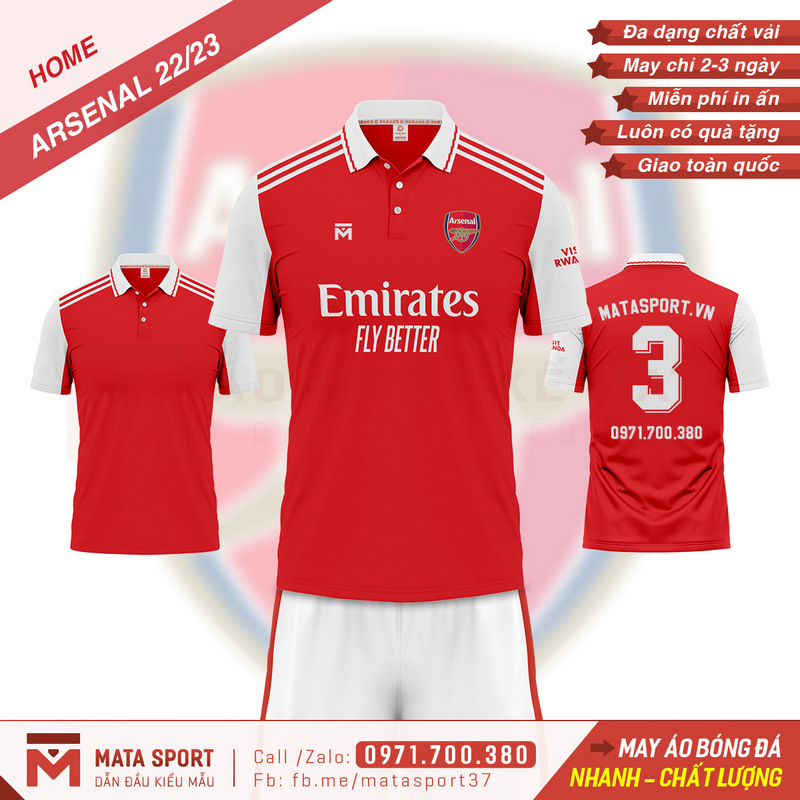 Áo Clb Arsenal 2023 Sân Nhà Mẫu Áo Mới Nhất Màu Đỏ Của Mata Sport