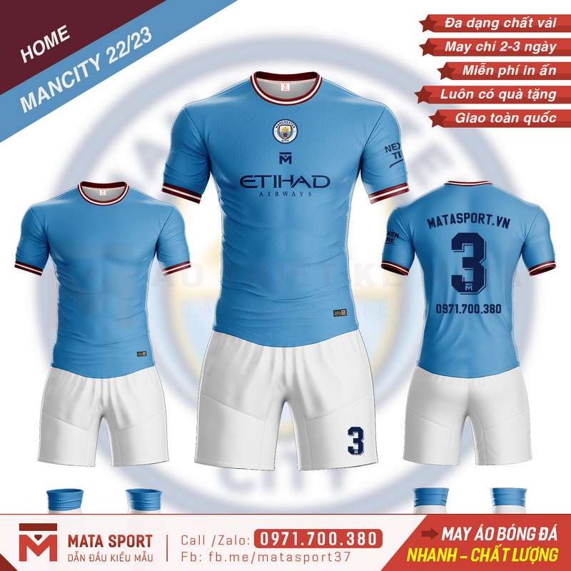 Cực Phẩm Áo Clb Manchester City 2022 - 2023 Màu Xanh Ngọc Sân Nhà