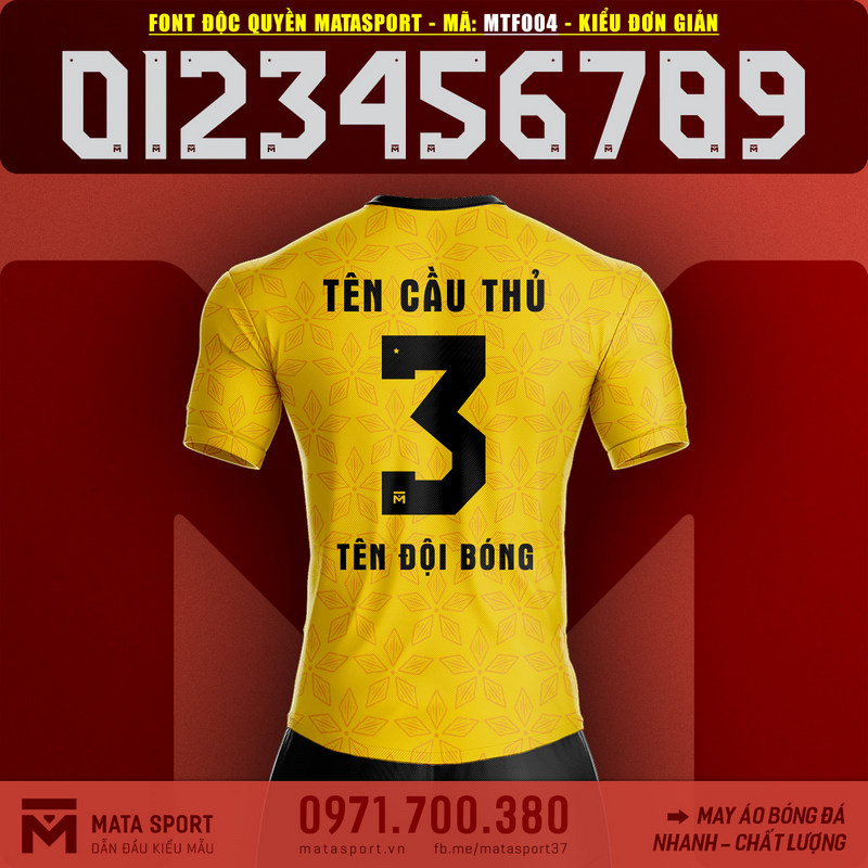 Font Số Áo Bóng Đá MATASPORT MTF004 2023