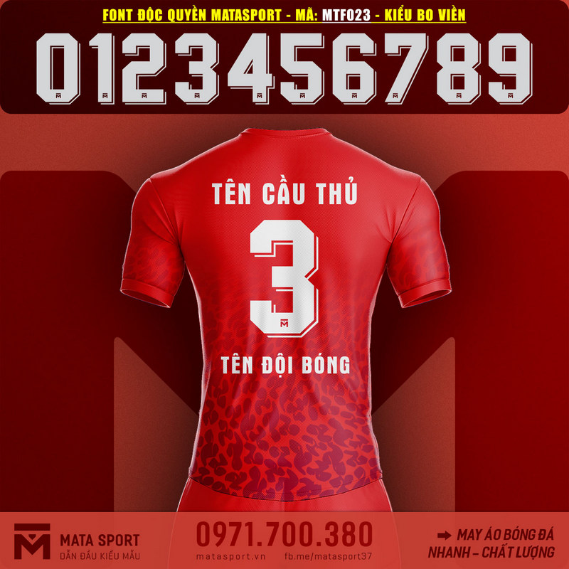 Font Số Áo Bóng Đá Mới MATASPORT MTF023 2023