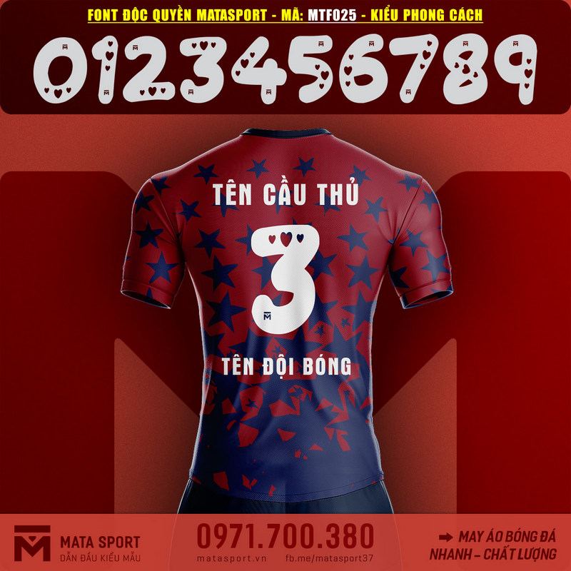 Font Số Áo Bóng Đá MATASPORT MTF025 2023 Mã Mới