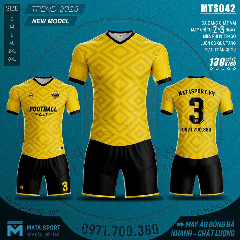 Thêm một thiết kế áo đấu không logo màu vàng mẫu 2023 vừa được Shop Mata Sport chúng tôi ra mắt. Với lối thiết kế đặc biệt và gam màu nổi bật. From áo được may theo from chuẩn Châu Á.