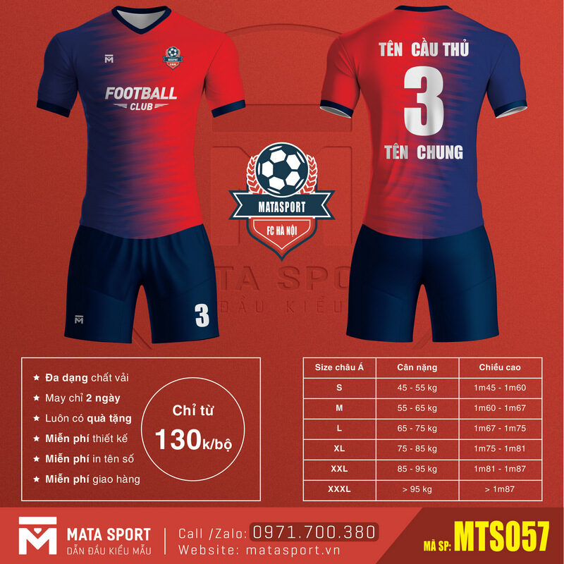 Đồng Phục Áo Bóng Đá Màu Đỏ Kết Hợp Cổ Tim Nổi Bật MST057 đã được ra mắt trong bộ sưu tập áo bóng đá 2023 của Shop Mata Sport. Mẫu áo được may với các đường may tỉ mỉ, chất vải thoáng mát.