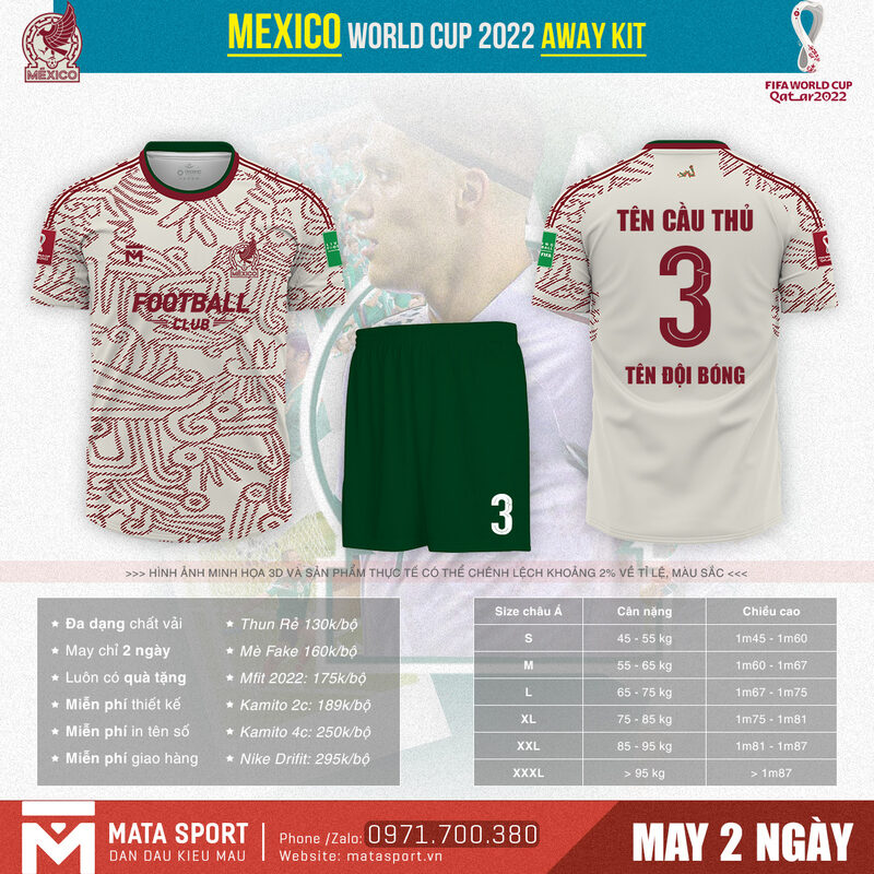 Áo bóng đá Mexico sân khách bảng C World Cup 2022