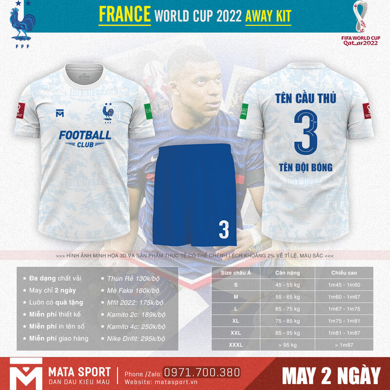 Giải đấu danh giá nhất hành tinh đã khai mạc, bạn đã sẵn sàng sở hữu mẫu áo bóng đá Pháp sân nhà bảng D World Cup 2022 đặc biệt đến từ MATA Sport hay chưa? Chi tiết sẽ được bật mí trong bài viết dưới đây.