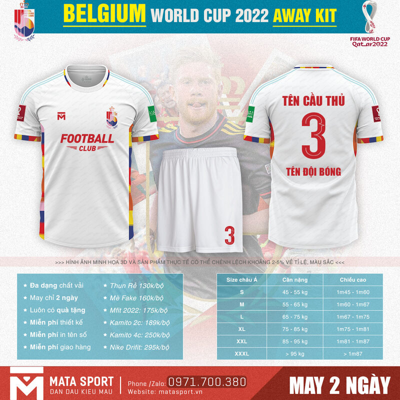 Hãy đến với shop Matar Sport để có những trải nghiệm thú vị về bộ áo bóng đá Belgium sân khách bảng F World Cup 2022 phiên bản đặc biệt nhất năm nay. Sản phẩm được phân phối độc quyền, không trùng lặp với bất kỳ cơ sở nào khác trên thị trường.