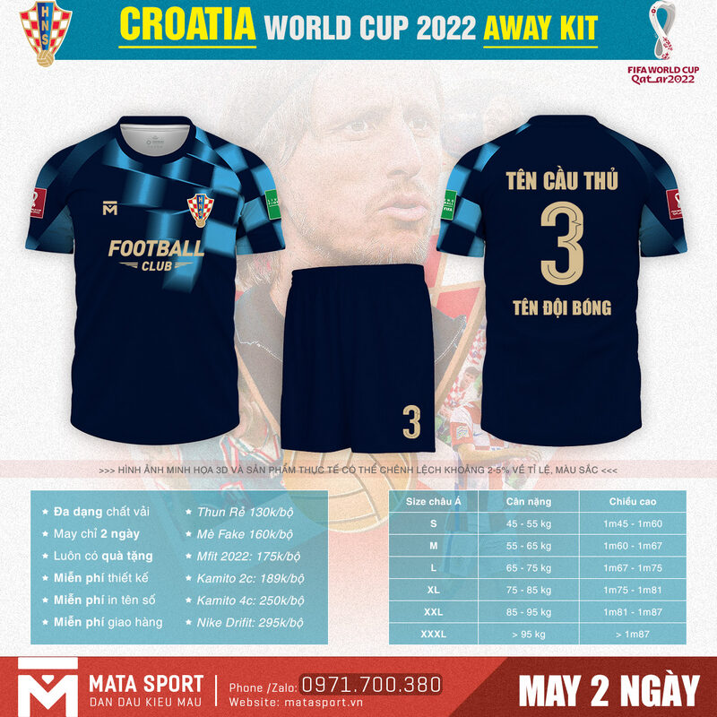 Với bộ Áo bóng đá Croatia sân khách bảng F World Cup 2022 tại shop Matar Sport bạn sẽ thật sự thõa mãn về màu sắc, thiết kế cùng form dáng chuẩn. Hãy đặt mua ngay hôm nay để được hưởng mức giá tốt nhất.