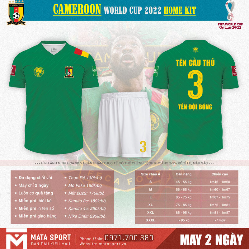 Thị trường áo đấu đang nóng hơn bao giờ hết khi mùa World Cup 2022 đang cận kề. Đồng hành cùng mùa giải mới này Shop Matar Sport cho ra mắt bộ áo bóng đá Cameroon sân nhà cuốn hút nhất.