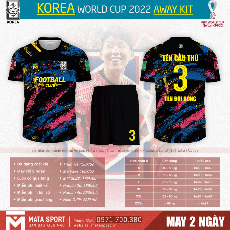 Đồng hành cùng các fan hâm mộ tại mùa World Cup 2022, shop Matar Sport cho ra mắt áo bóng đá Korea sân khách Đẹp - Độc - Lạ. Siêu phẩm đang được chờ đón nhất trên thị trường hiện nay.