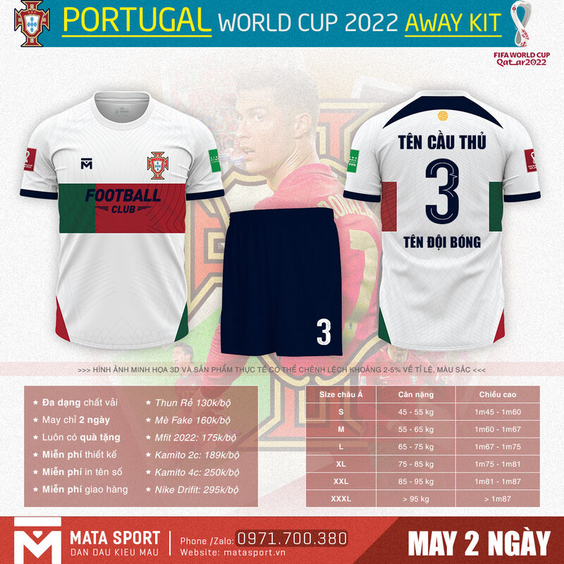 Bùng nổ mùa World Cup 2022 cùng với áo bong đá Portugal sân khách bảng H World Cup 2022 tại shop Matar Sport. Đây là siêu phẩm độc lạ có 1 không 2 trên thị trường.