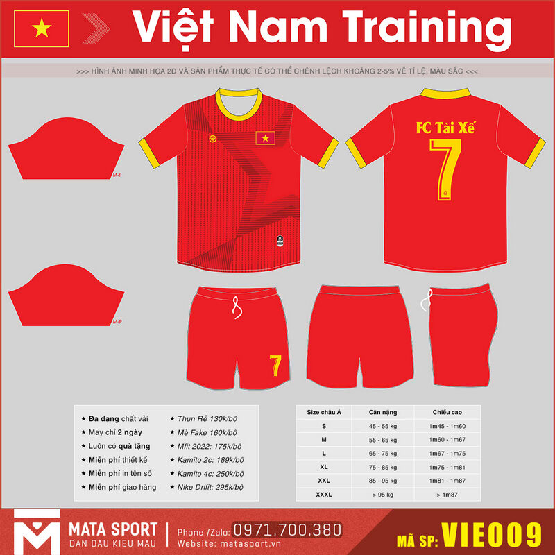 Maket 2D áo đội tuyển Việt Nam VIE009 training màu đỏ