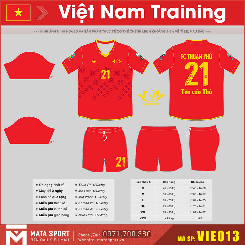 Maket 2D áo đội tuyển Việt Nam VIE013 training màu đỏ