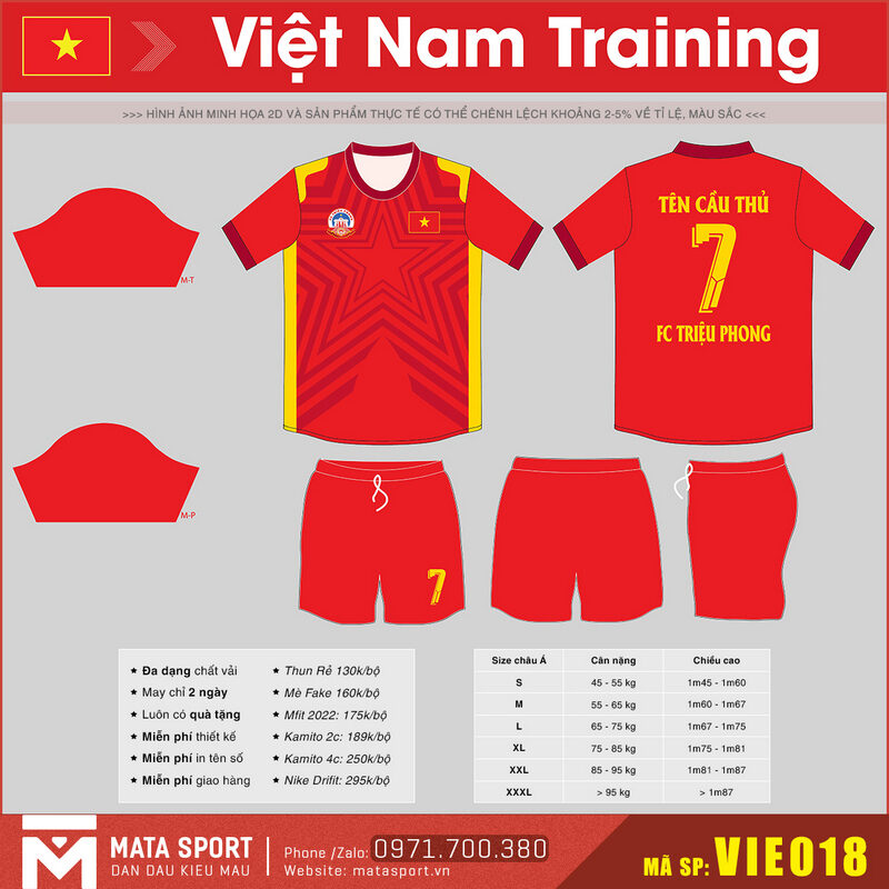 Maket 2D áo đội tuyển Việt Nam VIE018 training đẹp