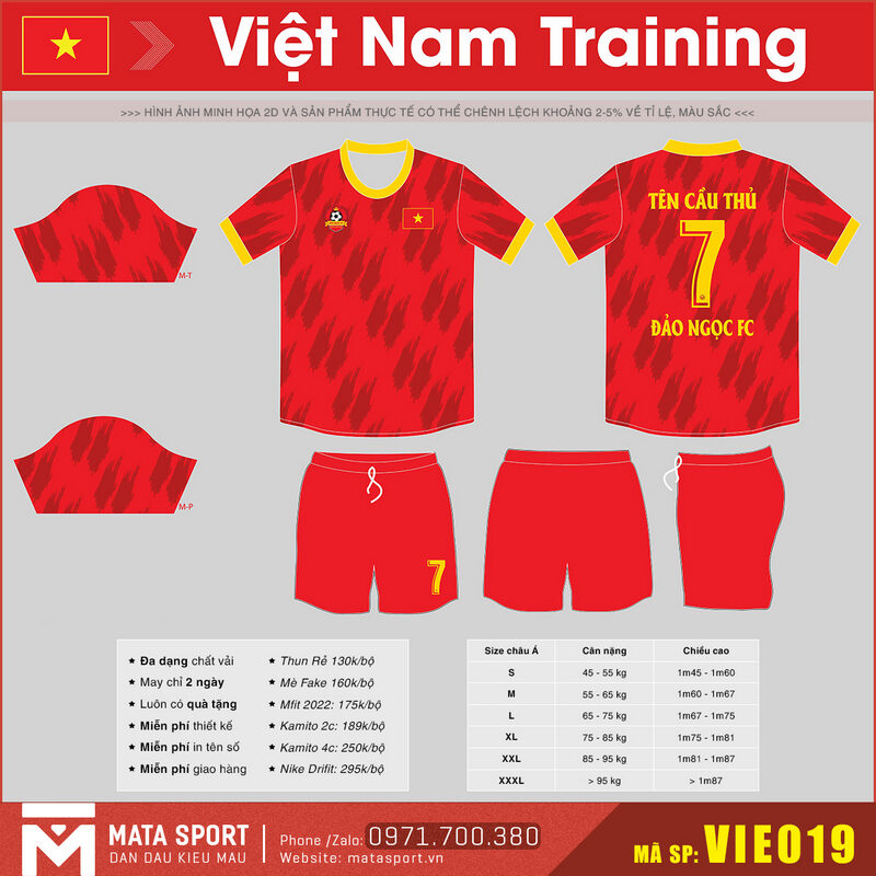 Mẫu maket 2D áo đội tuyển Việt Nam VIE019 training 2023