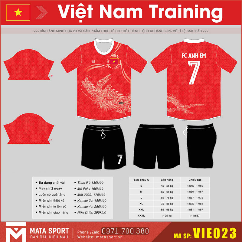 Maket 2D áo đội tuyển Việt Nam VIE023 training màu đỏ