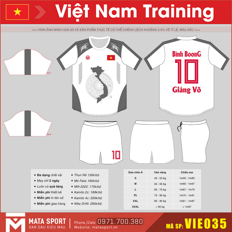 Maket 2D áo đội tuyển Việt Nam VIE035 màu trắng