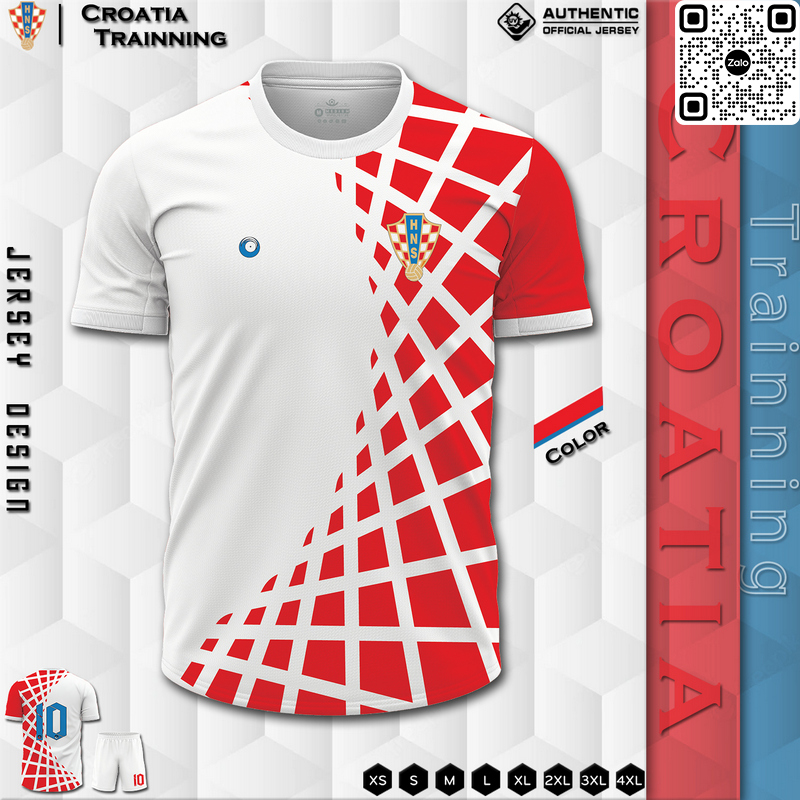 Mẫu áo đấu đội tuyển Croatia training màu đỏ phối trắng