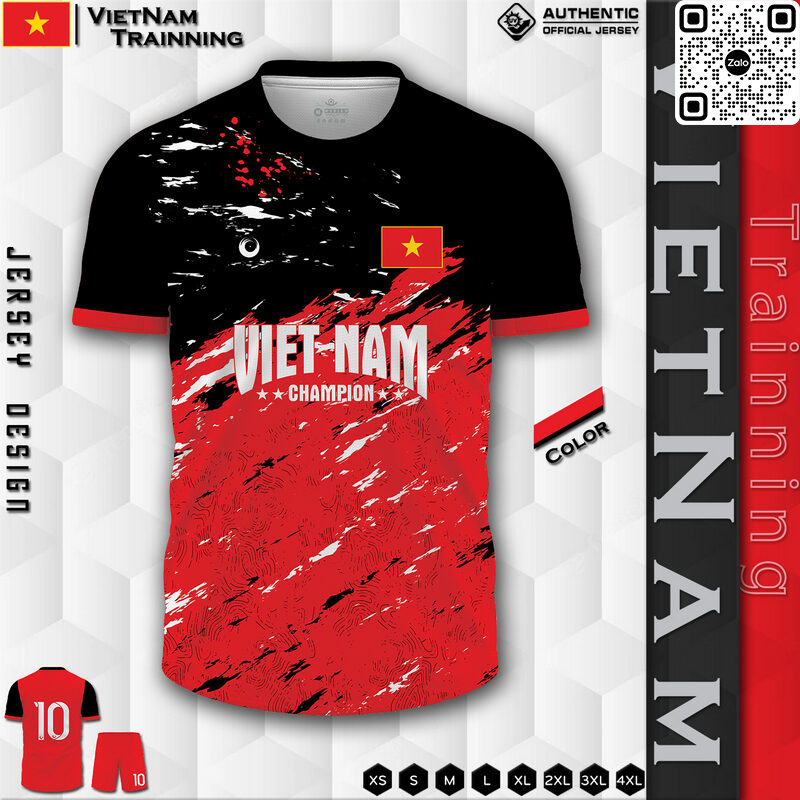 Mẫu áo đấu đội tuyển VietNam training màu đen phối đỏ