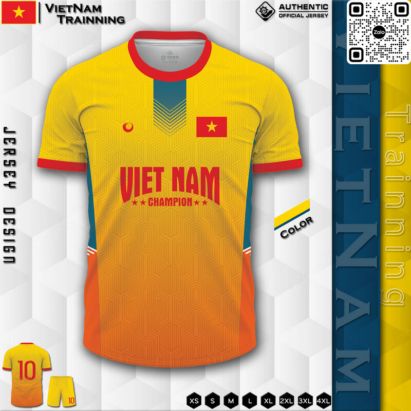 Mẫu áo đá banh đội tuyển VietNam training màu vàng