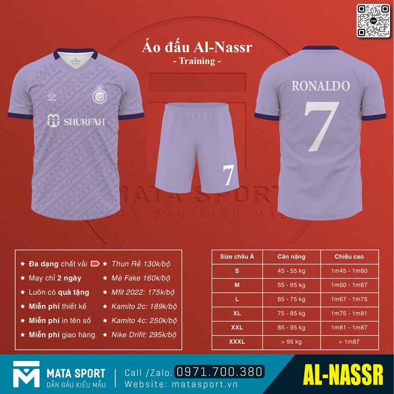 Mẫu áo bóng đá CLB Al-Nassr training đẹp
