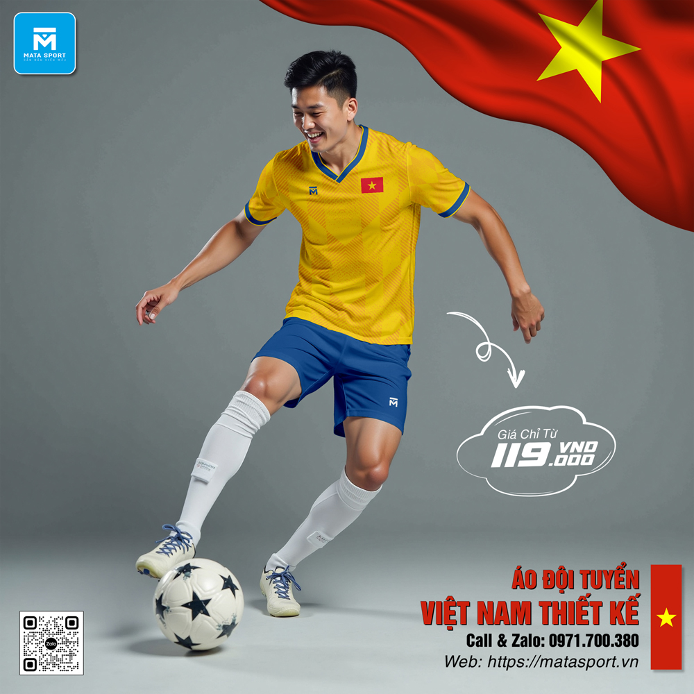 Áo đội tuyển Việt Nam màu vàng tươi trẻ trung, năng động