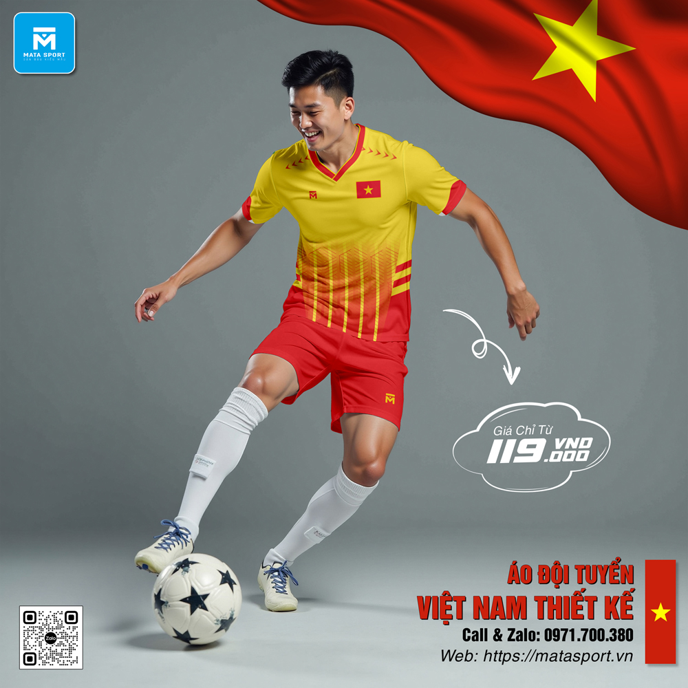 Áo đội tuyển Việt Nam thiết kế màu vàng đỏ